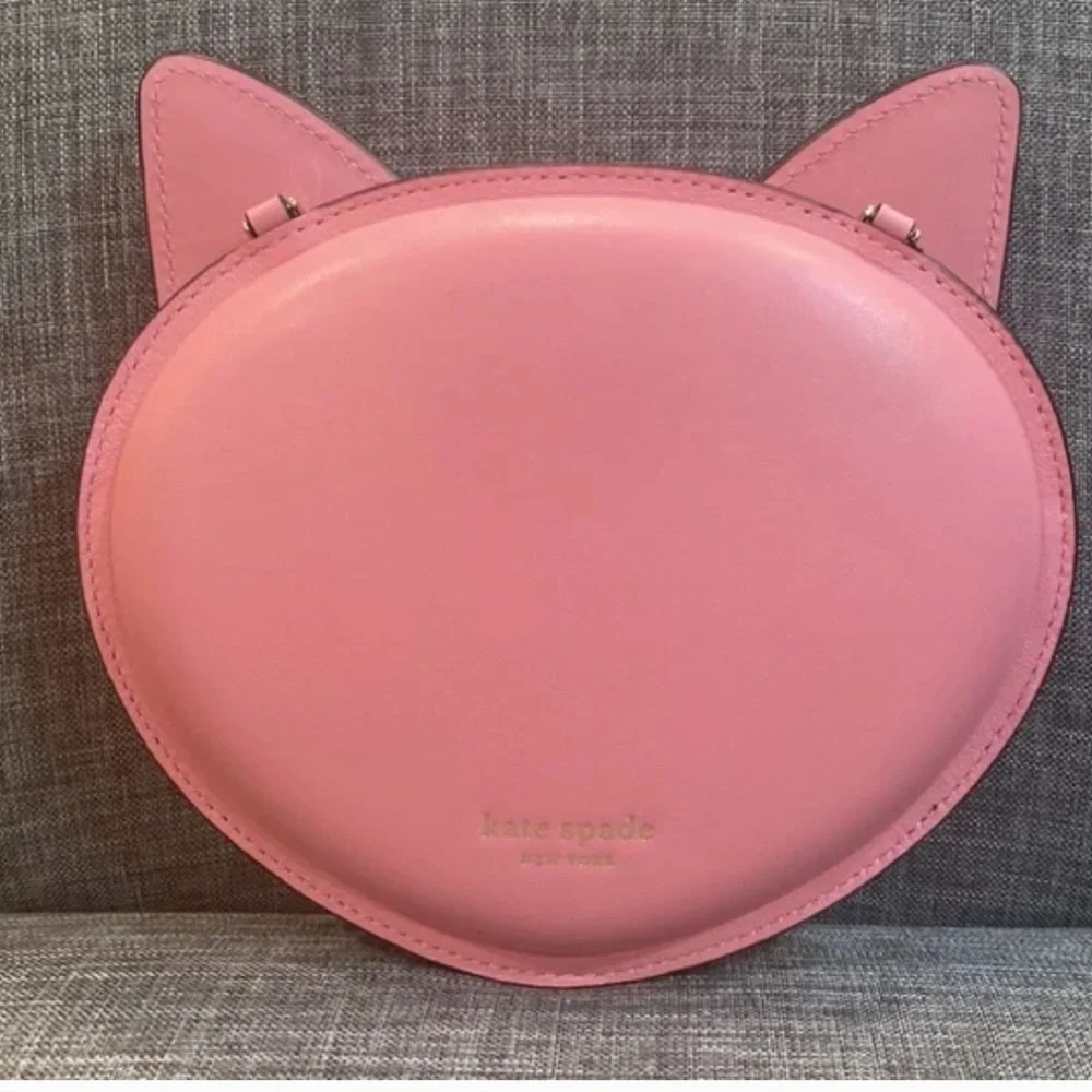 kate spade Pink Cat Face Crossbody Bag gold chain
